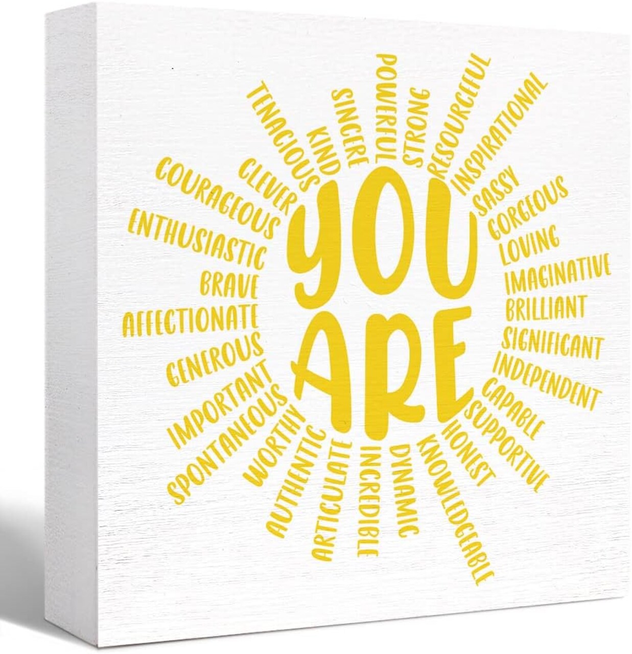 Inspirational Summer Tabletop Decor Wood Box Sign Motivational Quote Desk Décor for Home Office Bedroom Table Décor 5"X5"X1"